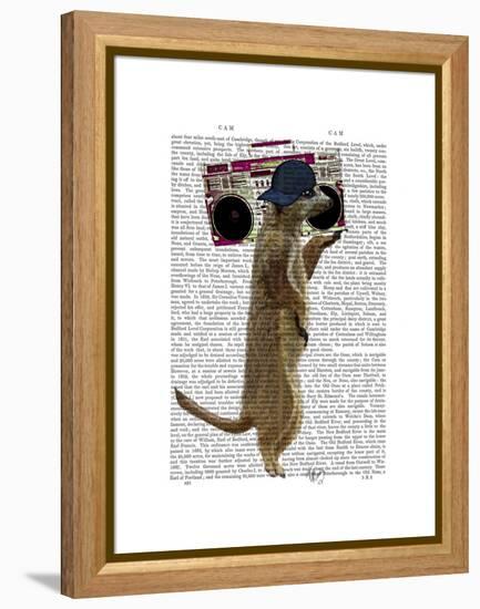 Meerkat with Boom Box Ghetto Blaster-Fab Funky-Framed Stretched Canvas