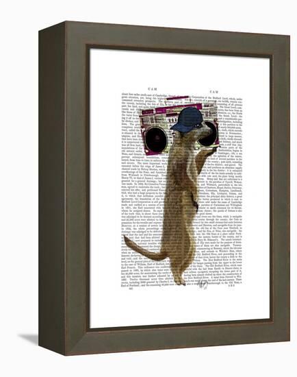 Meerkat with Boom Box Ghetto Blaster-Fab Funky-Framed Stretched Canvas