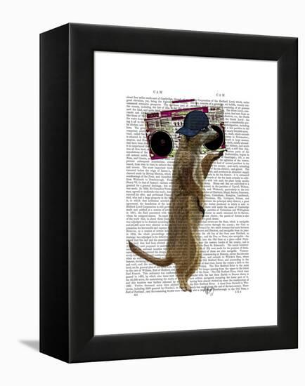 Meerkat with Boom Box Ghetto Blaster-Fab Funky-Framed Stretched Canvas