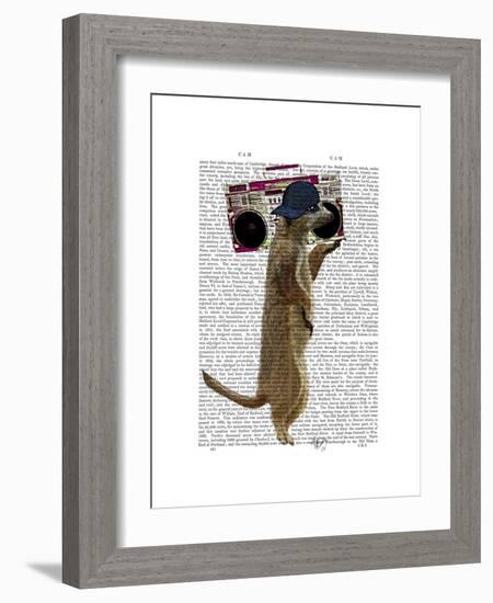 Meerkat with Boom Box Ghetto Blaster-Fab Funky-Framed Premium Giclee Print