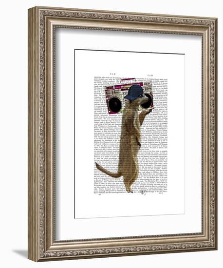 Meerkat with Boom Box Ghetto Blaster-Fab Funky-Framed Art Print