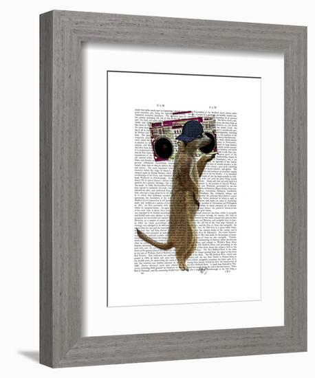 Meerkat with Boom Box Ghetto Blaster-Fab Funky-Framed Art Print