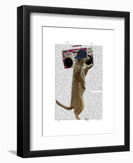 Meerkat with Boom Box Ghetto Blaster-Fab Funky-Framed Art Print