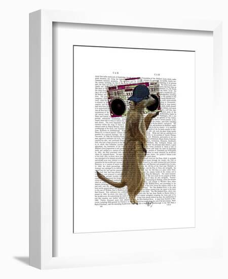 Meerkat with Boom Box Ghetto Blaster-Fab Funky-Framed Art Print