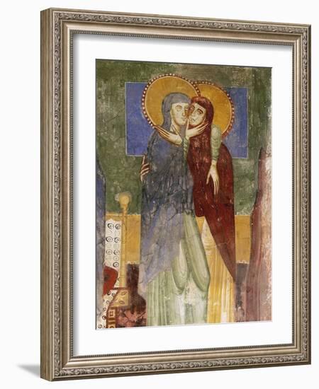 Meeting, 12th Century Fresco in Chapel of Saint Magdalene, Hocheppan Castle, Bolzano-null-Framed Giclee Print