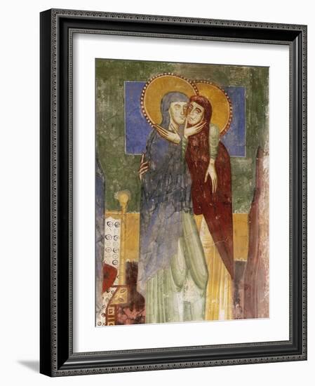 Meeting, 12th Century Fresco in Chapel of Saint Magdalene, Hocheppan Castle, Bolzano-null-Framed Giclee Print