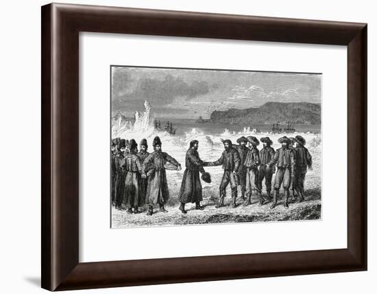 Meeting Between Dutch Navigators and Russian Fishermen-null-Framed Giclee Print