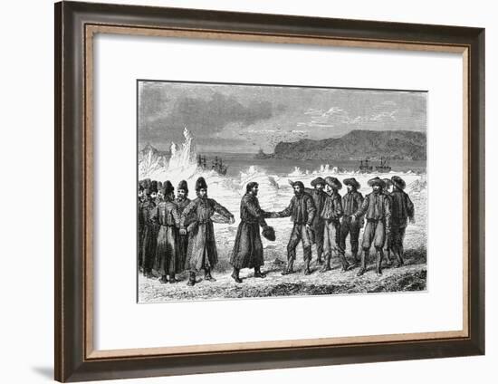 Meeting Between Dutch Navigators and Russian Fishermen-null-Framed Giclee Print