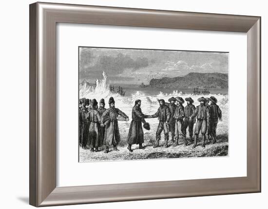 Meeting Between Dutch Navigators and Russian Fishermen-null-Framed Giclee Print