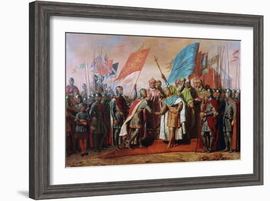 Meeting between Philip II, Capetian King of France and Henry II, Plantagenet King of England-Gillot Saint-Evre-Framed Giclee Print