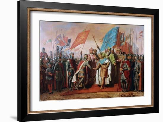 Meeting between Philip II, Capetian King of France and Henry II, Plantagenet King of England-Gillot Saint-Evre-Framed Giclee Print