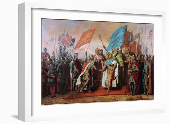 Meeting between Philip II, Capetian King of France and Henry II, Plantagenet King of England-Gillot Saint-Evre-Framed Giclee Print