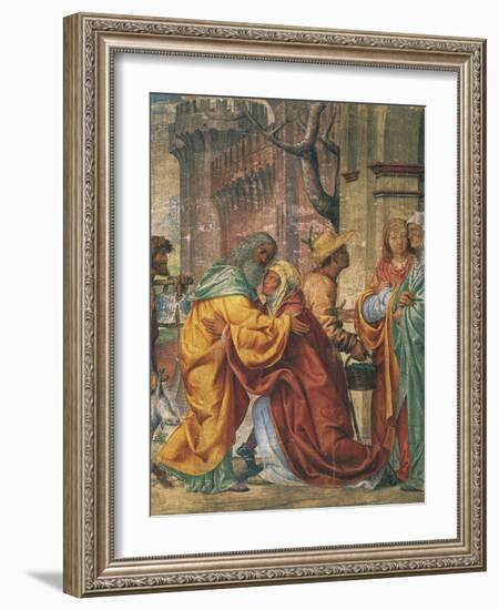 Meeting Between St Anne and St Joachim, Detail from Stories of St Joseph-Bernardino Luini-Framed Giclee Print