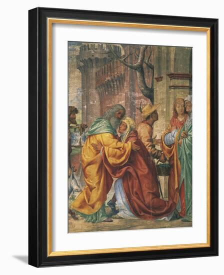 Meeting Between St Anne and St Joachim, Detail from Stories of St Joseph-Bernardino Luini-Framed Giclee Print