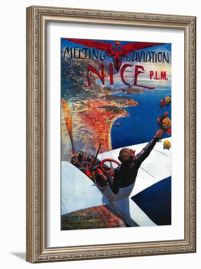 Meeting D' Aviation in Nice, France Poster - Europe-Lantern Press-Framed Art Print