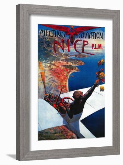 Meeting D' Aviation in Nice, France Poster - Europe-Lantern Press-Framed Art Print