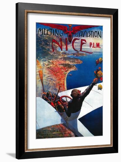 Meeting D' Aviation in Nice, France Poster - Europe-Lantern Press-Framed Art Print
