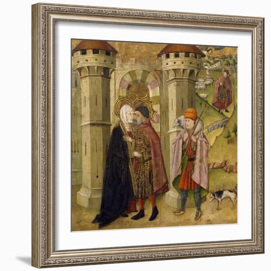 Meeting of Joachim and Anne Outside Golden Gate at Jerusalem-Jaume Huguet-Framed Giclee Print