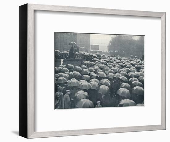 Meeting of London business men on Tower Hill, held after sinking of the Lusitania, c.1915-Unknown-Framed Photographic Print