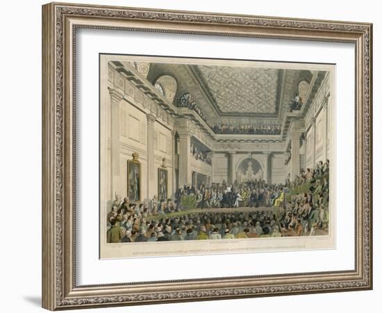 Meeting of the British and Foreign Bible Society in Freemasons Hall-C. Clark-Framed Art Print