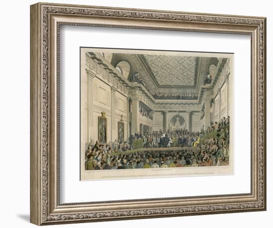 Meeting of the British and Foreign Bible Society in Freemasons Hall-C. Clark-Framed Premium Giclee Print
