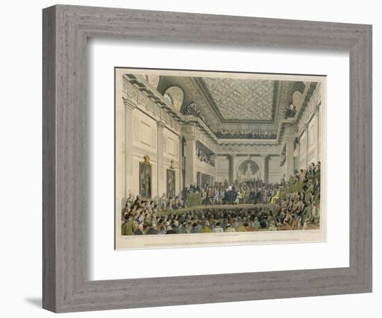 Meeting of the British and Foreign Bible Society in Freemasons Hall-C. Clark-Framed Premium Giclee Print