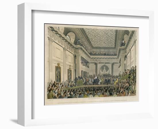 Meeting of the British and Foreign Bible Society in Freemasons Hall-C. Clark-Framed Premium Giclee Print