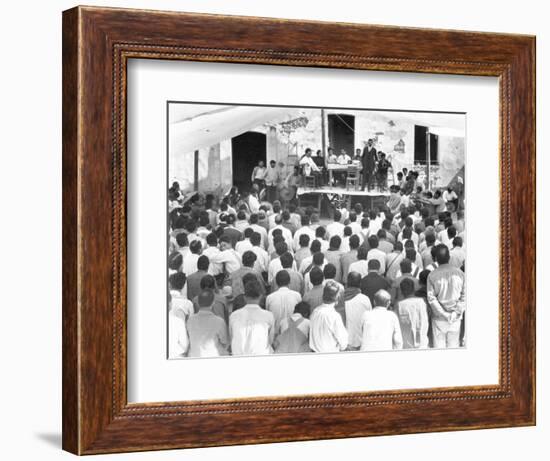 Meeting of the Campesinos: at the Table Xavier Guerrero and Julio Antonio Mella, Jalapa, Mexico,…-Tina Modotti-Framed Photographic Print