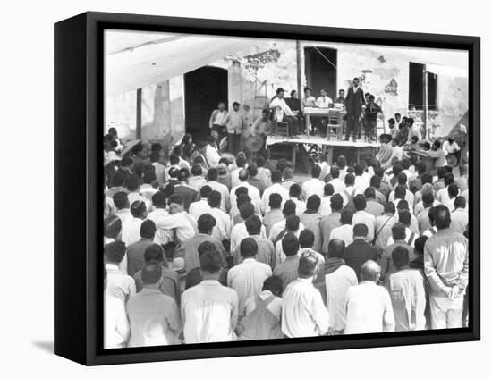 Meeting of the Campesinos: at the Table Xavier Guerrero and Julio Antonio Mella, Jalapa, Mexico,…-Tina Modotti-Framed Premier Image Canvas