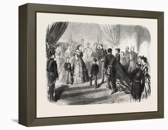 Meeting of the French and Spanish Royal Families in the Hotel De Ville, St. Sebastian, 1865-null-Framed Premier Image Canvas