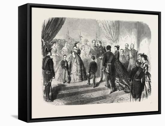 Meeting of the French and Spanish Royal Families in the Hotel De Ville, St. Sebastian, 1865-null-Framed Premier Image Canvas