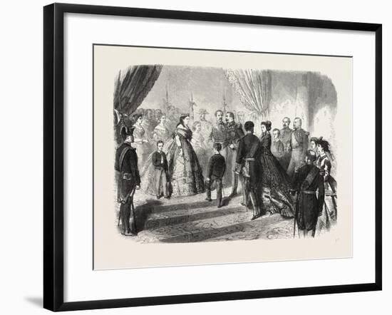 Meeting of the French and Spanish Royal Families in the Hotel De Ville, St. Sebastian, 1865-null-Framed Giclee Print
