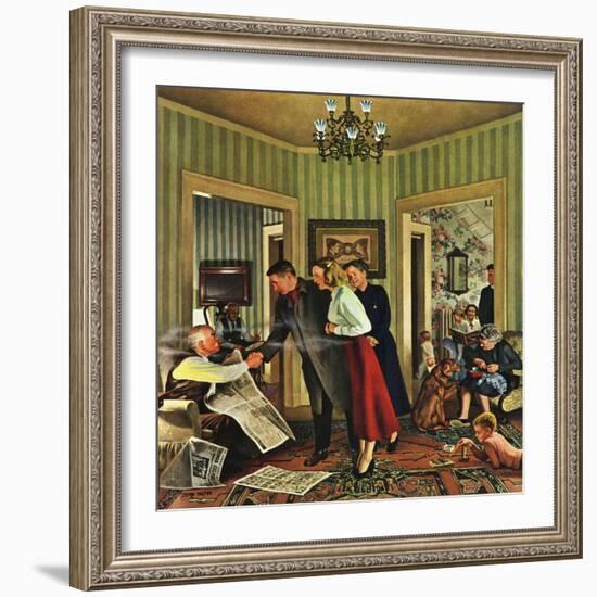 "Meeting the Date," February 5, 1949-John Falter-Framed Giclee Print