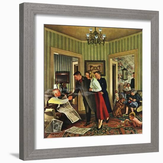 "Meeting the Date," February 5, 1949-John Falter-Framed Giclee Print