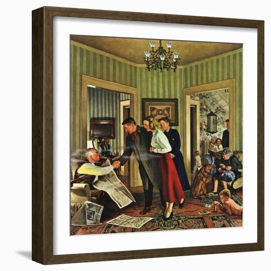 "Meeting the Date," February 5, 1949-John Falter-Framed Giclee Print