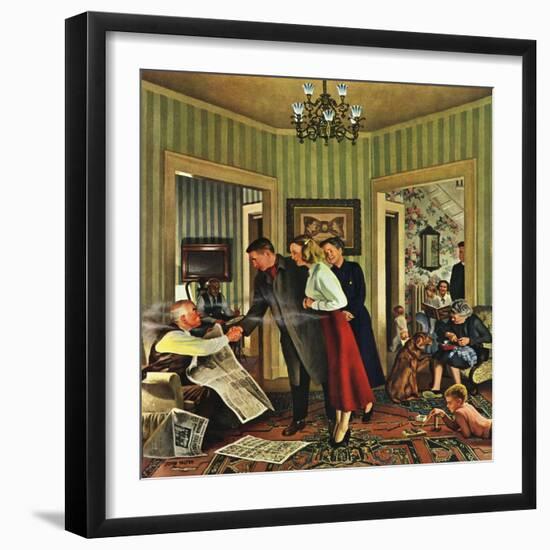 "Meeting the Date," February 5, 1949-John Falter-Framed Giclee Print