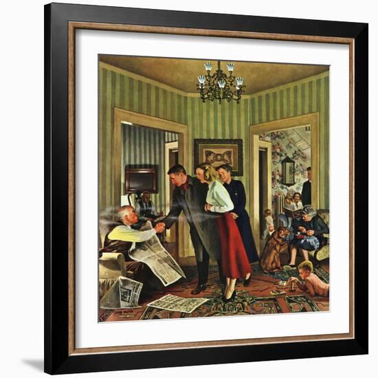 "Meeting the Date," February 5, 1949-John Falter-Framed Giclee Print