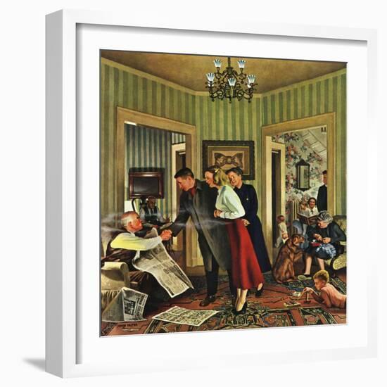 "Meeting the Date," February 5, 1949-John Falter-Framed Giclee Print