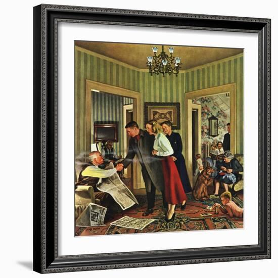 "Meeting the Date," February 5, 1949-John Falter-Framed Giclee Print