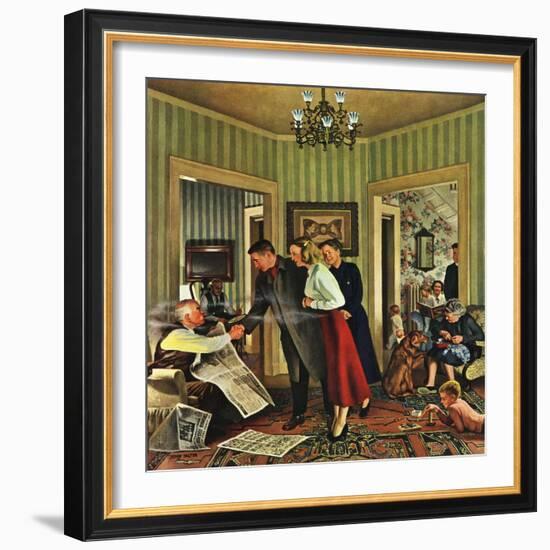 "Meeting the Date," February 5, 1949-John Falter-Framed Giclee Print