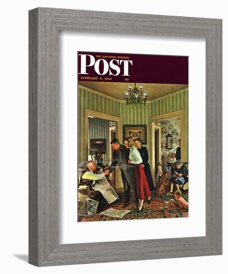 "Meeting the Date," Saturday Evening Post Cover, February 5, 1949-John Falter-Framed Giclee Print