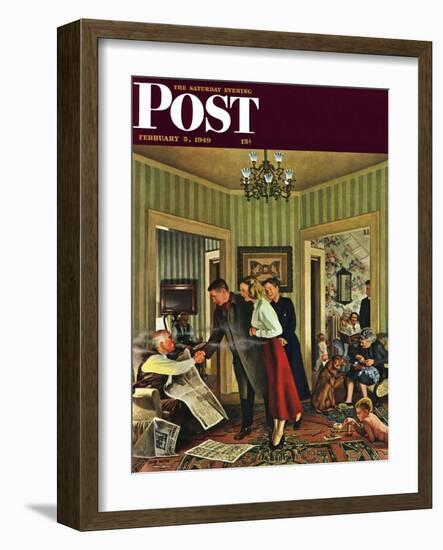 "Meeting the Date," Saturday Evening Post Cover, February 5, 1949-John Falter-Framed Giclee Print