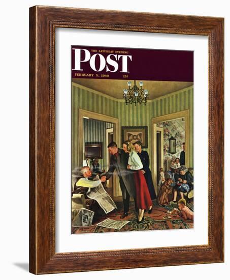 "Meeting the Date," Saturday Evening Post Cover, February 5, 1949-John Falter-Framed Giclee Print