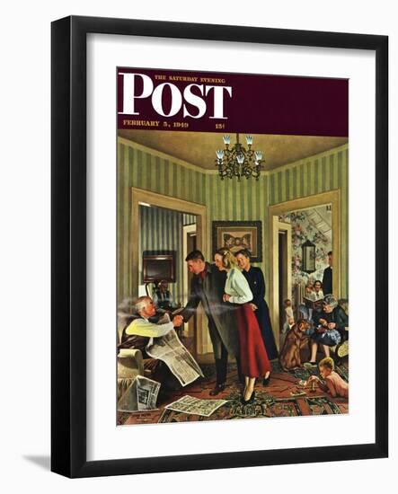 "Meeting the Date," Saturday Evening Post Cover, February 5, 1949-John Falter-Framed Giclee Print