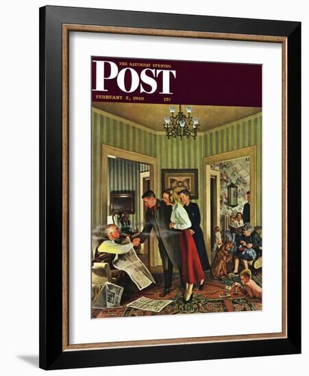 "Meeting the Date," Saturday Evening Post Cover, February 5, 1949-John Falter-Framed Giclee Print