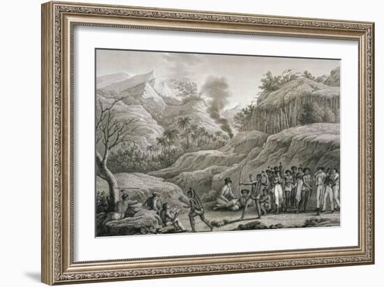 Meeting with the Natives of Ombai Island Book Illustration-null-Framed Giclee Print