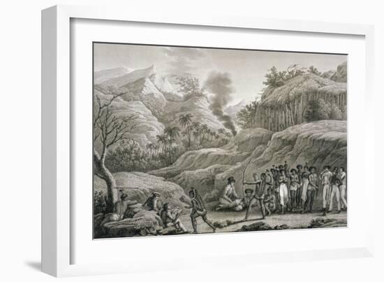 Meeting with the Natives of Ombai Island Book Illustration-null-Framed Giclee Print