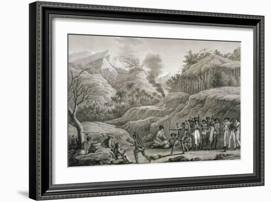 Meeting with the Natives of Ombai Island Book Illustration-null-Framed Giclee Print