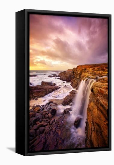 Mega Falls and Sunset Clouds, Sonoma Coast, Northern California Waterfall-Vincent James-Framed Premier Image Canvas