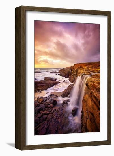 Mega Falls and Sunset Clouds, Sonoma Coast, Northern California Waterfall-Vincent James-Framed Photographic Print